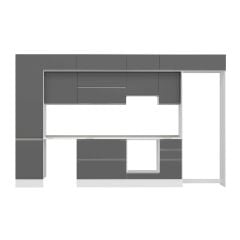 Alvinka 380X240 Cm High Gloss Mutfak Dolabı Mbb-E90B50S40-1 High Gloss | Antrasit - Suntalam