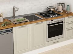 Alvinka 370X222 Cm Klasik Mebran Mutfak Dolabı Mb-E80S50S40-2 Mebran | Kumtaşı - Mdf