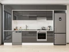 Alvinka 380X240 Cm High Gloss Mutfak Dolabı Mbb-E90B50S40-1 High Gloss | Antrasit - Mdf