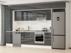 Alvinka 380X240 Cm High Gloss Mutfak Dolabı Mbb-E90B50S40-1 High Gloss | Antrasit - Mdf