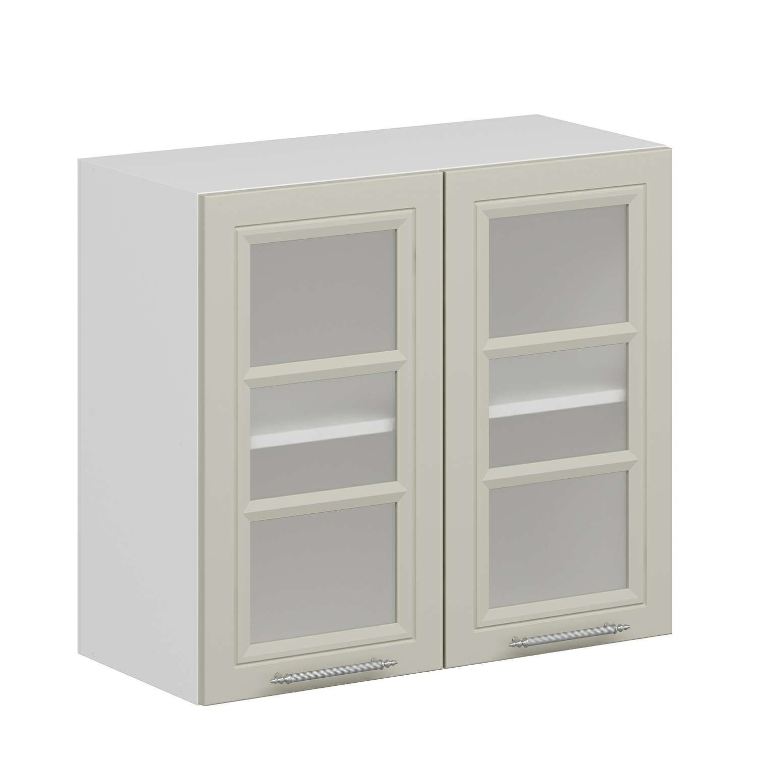 Alvinka Mutfak Modül Mbr_C Üst 2Dk1R 80-H72Cm Dolap Cam Beyaz Kumtaşı Mdf