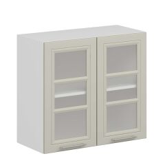 Alvinka Mutfak Modül Mbr_C Üst 2Dk1R 80-H72Cm Dolap Cam Beyaz Kumtaşı Mdf