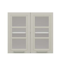 Alvinka Mutfak Modül Mbr_C Üst 2Dk1R 80-H72Cm Dolap Cam Beyaz Kumtaşı Mdf