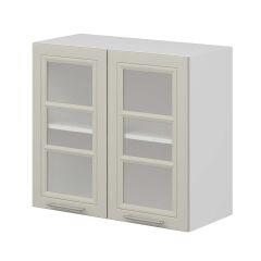 Alvinka Mutfak Modül Mbr_C Üst 2Dk1R 80-H72Cm Dolap Cam Beyaz Kumtaşı Mdf