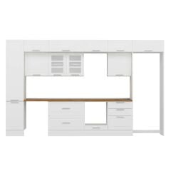 Alvinka 395X240 Cm Klasik Mebran Mutfak Dolabı Beyaz Beyaz Mbb-E90B45S60-3 Mebran | Beyaz - Mdf