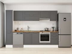 Alvinka 285X210 Cm Klasik Mebran Mutfak Dolabı Mb-E80B40S45-1 Mebran | Antrasit - Mdf