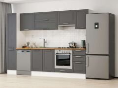 Alvinka 285X210 Cm Klasik Mebran Mutfak Dolabı Mb-E80B40S45-1 Mebran | Antrasit - Mdf