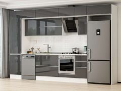 Alvinka 380X240 Cm High Gloss Mutfak Dolabı Mbb-E90B50S40-2 High Gloss | Antrasit - Suntalam