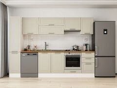 Alvinka 285X210 Cm Klasik Mebran Mutfak Dolabı Mb-E80B40S45-1 Mebran | Kumtaşı - Mdf