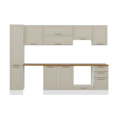 Alvinka 285X210 Cm Klasik Mebran Mutfak Dolabı Mb-E80B40S45-1 Mebran | Kumtaşı - Mdf