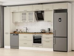 Alvinka 395X240 Cm Klasik Mebran Mutfak Dolabı Beyaz Beyaz Mbb-E90B45S60-3 Mebran | Kumtaşı - Mdf