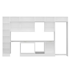 Alvinka 395X240 Cm Klasik Mebran Mutfak Dolabı Beyaz Beyaz Mbb-E90B45S60-3 Mebran | Kumtaşı - Mdf