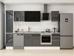 Alvinka 285X210 Cm High Gloss Mutfak Dolabı Mb-E80B40S45-3 High Gloss | Antrasit - Mdf