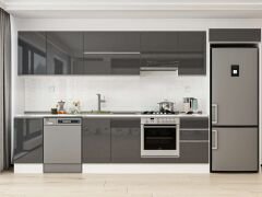 Alvinka 380X222 Cm High Gloss Mutfak Dolabı Mb-E90S45S45-1 High Gloss | Antrasit - Mdf