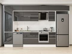 Alvinka 380X240 Cm High Gloss Mutfak Dolabı Mbb-E90B50S40-2 High Gloss | Antrasit - Mdf