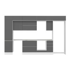 Alvinka 380X240 Cm High Gloss Mutfak Dolabı Mbb-E90B50S40-2 High Gloss | Antrasit - Mdf