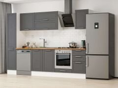 Alvinka 285x210 Cm Klasik Mebran Mutfak Dolabı Mb-E80B40S45-2 Mebran | Antrasit - Suntalam