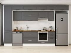 Alvinka 380X240 Cm Klasik Mebran Mutfak Dolabı Beyaz Beyaz Mbb-E90B50S40-1 Mebran | Antrasit - Suntalam