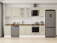 Alvinka 370X222 Cm Klasik Mebran Mutfak Dolabı Mb-E80S50S40-3 Mebran | Kumtaşı - Mdf