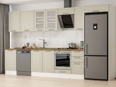 Alvinka 370X222 Cm Klasik Mebran Mutfak Dolabı Mb-E80S50S40-3 Mebran | Kumtaşı - Mdf