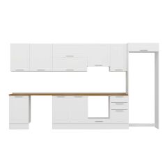 Alvinka 375X222 Cm Klasik Mebran Mutfak Dolabı Mb-E80S50S45-1 Mebran | Beyaz - Suntalam