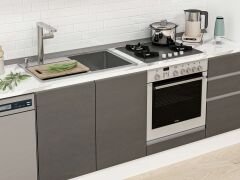 Alvinka 380X222 Cm High Gloss Mutfak Dolabı Mb-E90S45S45-2 High Gloss | Antrasit - Suntalam