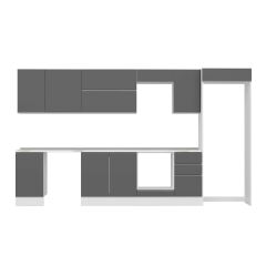 Alvinka 380X222 Cm High Gloss Mutfak Dolabı Mb-E90S45S45-2 High Gloss | Antrasit - Suntalam