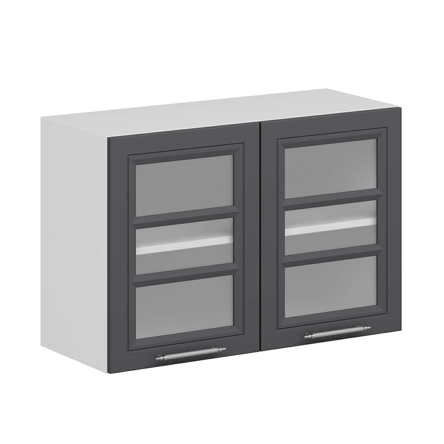 Alvinka Mutfak Modül Mbr_C Üst 2Dk1R 90-H60Cm Dolap Cam Beyaz Antrasit Suntalam