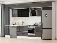 Alvinka 380X240 Cm High Gloss Mutfak Dolabı Mbb-E90B50S40-3 High Gloss | Antrasit - Mdf