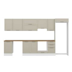 Alvinka 375X222 Cm Klasik Mebran Mutfak Dolabı Mb-E80S50S45-1 Mebran | Kumtaşı - Suntalam