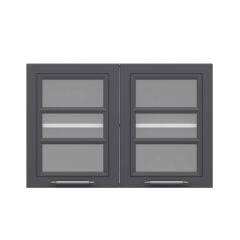 Alvinka Mutfak Modül Mbr_C Üst 2Dk1R 90-H60Cm Dolap Cam Beyaz Antrasit Mdf