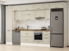 Alvinka 380X240 Cm Klasik Mebran Mutfak Dolabı Beyaz Beyaz Mbb-E90B50S40-1 Mebran | Kumtaşı - Mdf