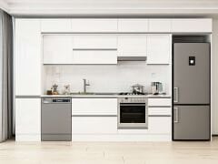 Alvinka 385X240 Cm High Gloss Mutfak Dolabı Mbb-E90B50S45-1 High Gloss | Beyaz - Mdf