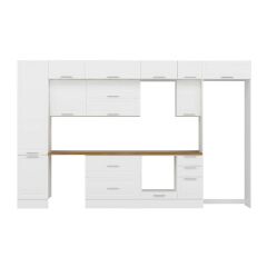 Alvinka 380X240 Cm Klasik Mebran Mutfak Dolabı Beyaz Beyaz Mbb-E90B50S40-2 Mebran | Beyaz - Suntalam