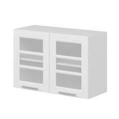Alvinka Mutfak Modül Mbr_C Üst 2Dk1R 90-H60Cm Dolap Cam Beyaz Beyaz Mdf