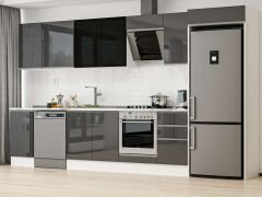 Alvinka 380X222 Cm High Gloss Mutfak Dolabı Mb-E90S45S45-3 High Gloss | Antrasit - Suntalam