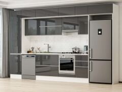 Alvinka 385X240 Cm High Gloss Mutfak Dolabı Mbb-E90B50S45-1 High Gloss | Antrasit - Suntalam