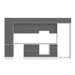 Alvinka 385X240 Cm High Gloss Mutfak Dolabı Mbb-E90B50S45-1 High Gloss | Antrasit - Suntalam