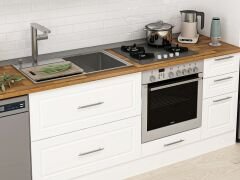 Alvinka 360X240 Cm Klasik Mebran Mutfak Dolabı Mb-E80S40S40-3 Mebran | Beyaz - Mdf