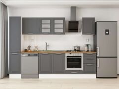 Alvinka 285X210 Cm Klasik Mebran Mutfak Dolabı Mb-E80B40S45-3 Mebran | Antrasit - Suntalam