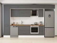 Alvinka 380X240 Cm Klasik Mebran Mutfak Dolabı Beyaz Beyaz Mbb-E90B50S40-2 Mebran | Antrasit - Suntalam