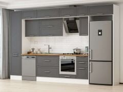 Alvinka 380X240 Cm Klasik Mebran Mutfak Dolabı Beyaz Beyaz Mbb-E90B50S40-2 Mebran | Antrasit - Suntalam