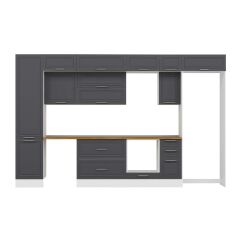 Alvinka 380X240 Cm Klasik Mebran Mutfak Dolabı Beyaz Beyaz Mbb-E90B50S40-2 Mebran | Antrasit - Suntalam