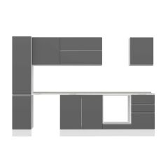 Alvinka 290X210 Cm High Gloss Mutfak Dolabı Mb-E80B40S50-2 High Gloss | Antrasit - Mdf