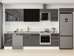 Alvinka 380X222 Cm High Gloss Mutfak Dolabı Mb-E90S45S45-3 High Gloss | Antrasit - Mdf