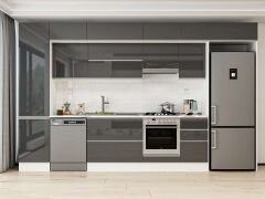 Alvinka 385X240 Cm High Gloss Mutfak Dolabı Mbb-E90B50S45-1 High Gloss | Antrasit - Mdf