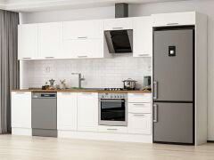 Alvinka 375X222 Cm Klasik Mebran Mutfak Dolabı Mb-E80S50S45-2 Mebran | Beyaz - Suntalam