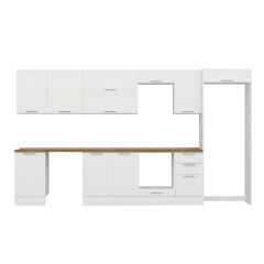 Alvinka 375X222 Cm Klasik Mebran Mutfak Dolabı Mb-E80S50S45-2 Mebran | Beyaz - Suntalam