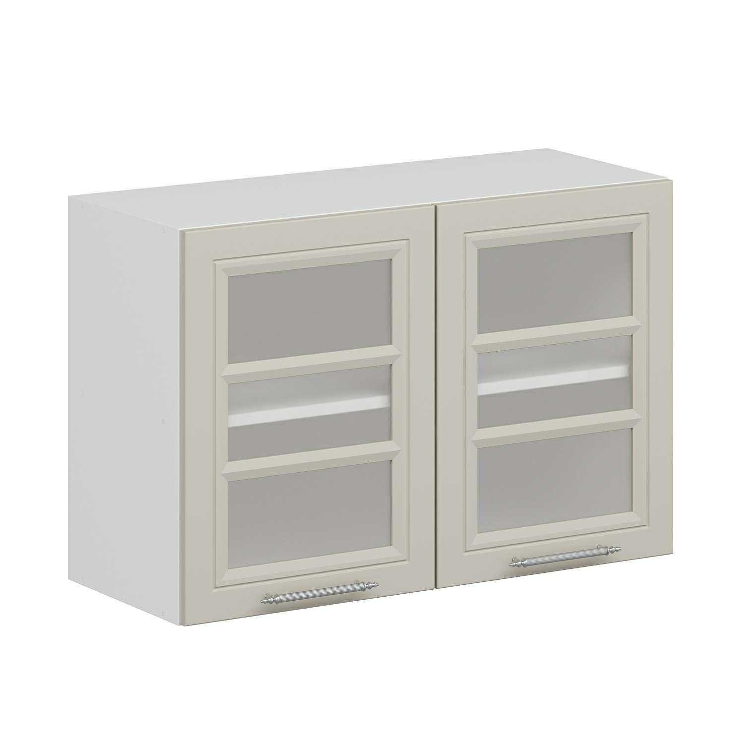 Alvinka Mutfak Modül Mbr_C Üst 2Dk1R 90-H60Cm Dolap Cam Beyaz Kumtaşı Mdf