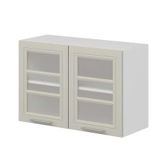 Alvinka Mutfak Modül Mbr_C Üst 2Dk1R 90-H60Cm Dolap Cam Beyaz Kumtaşı Mdf